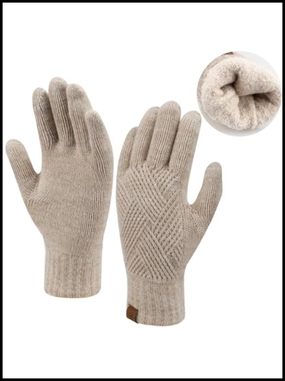 Winter Warm Knit Touchscreen Gloves Fleece Lined Acrylic Polyester Nylon